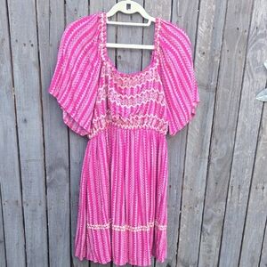 Savanna Jane Pink and Cream Midi Dress